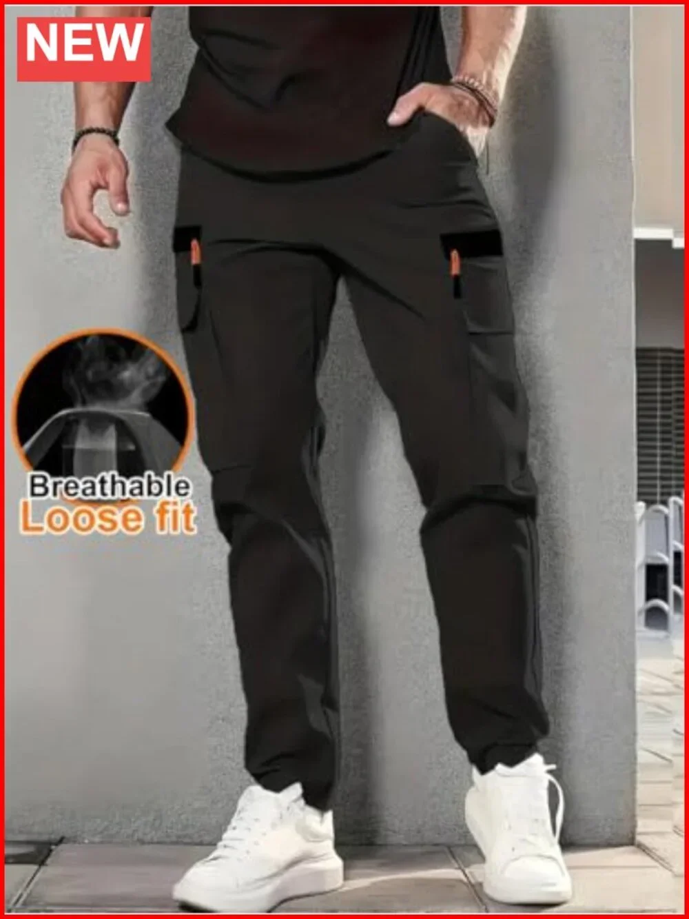 Lightweight Quick-Dry Hiking Cargo Pants Elastic Waist Joggers